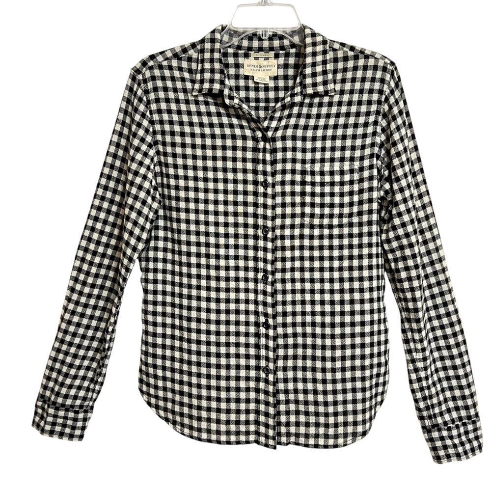 Denim & Supply Ralph Lauren RL Tomboy Check Shirt Womens M Black White Heritage